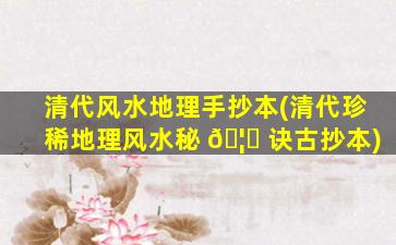 清代风水地理手抄本(清代珍稀地理风水秘 🦟 诀古抄本)